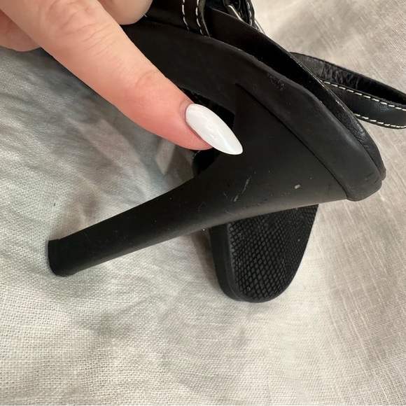 Prada black leather sling back high heels sandals - Picture 7 of 12